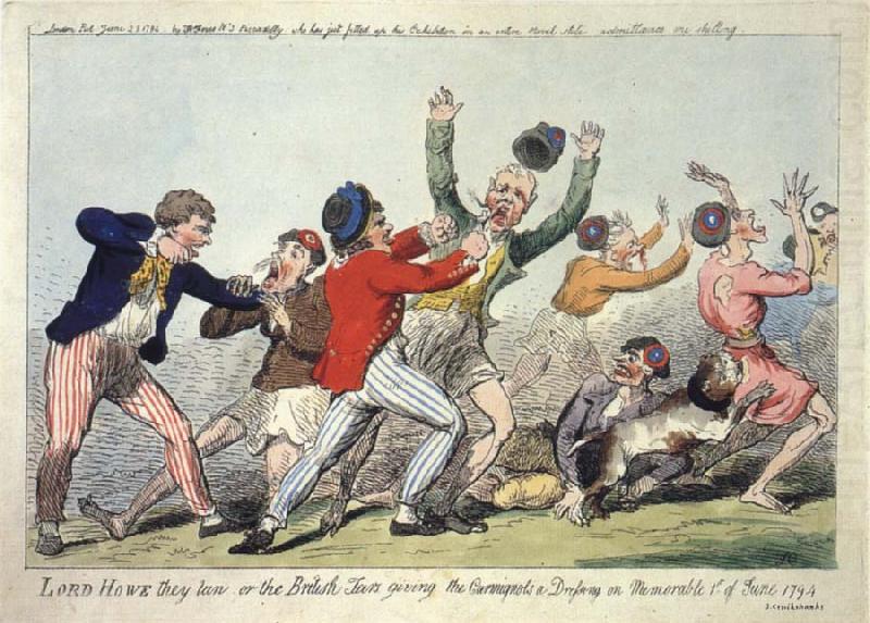 Isaac Cruikshank Lord Howe they run or The British Tars giving the Carmignols a Dressing on the Memorable 1st of June 1794 china oil painting image